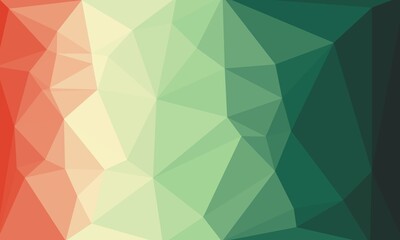 Creative prismatic background with green and red polygonal pattern