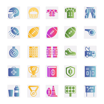 Gradient color icons for american football.
