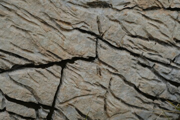 Stone carved by water erosion on the mountain surface.The rock of the Apuan Alps eroded by the rains highlights a natural texture. Apuan Alps, Tuscany, Italy. 
