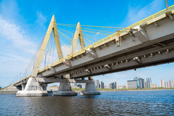 Fototapeta premium Panoramic view of the Millennium Bridge in Kazan, Russia