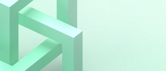 Fototapeta premium Abstract Technology background and Geometric Shapes concept on Green background. copy space, banner, Minimal style, digital, banner, website, different, innovative - 3d rendering