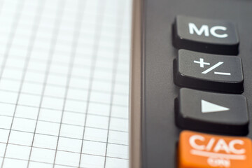 Obraz premium Calculator on a notebook. Business plan analysis concept. Business concept.Closeup.