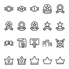 Outline icons for awards.