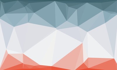 Futuristic polygonal background in blue, white and red colors