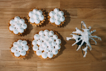 Professional pastry chef preparing the meringue for the cake