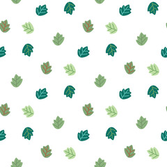 Seamless Pattern with Hand Drawn Leaf Design on White Background