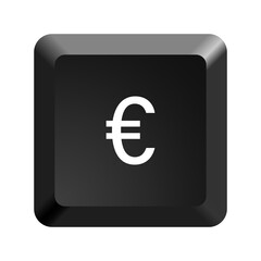 Button with euro symbol. Black computer keyboard. Icon Vector Illustration.