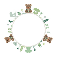 Karte Storch Auf Wolke Mit Baby Unisex Karo Grün