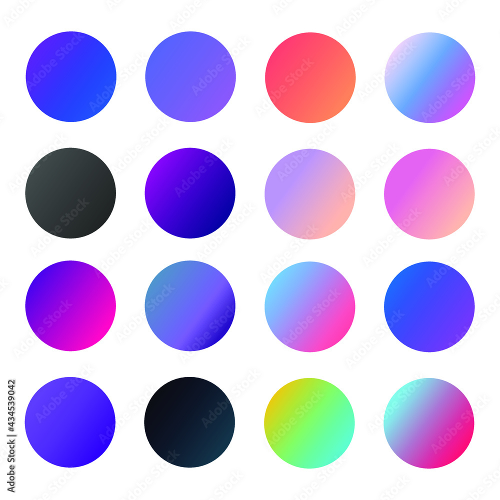 Poster set of round vector gradient. multicolor sphere. modern abstract background texture. template for de