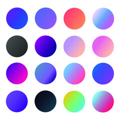 Set of round Vector Gradient. Multicolor Sphere. Modern abstract background texture. Template for design. Isolated objects
