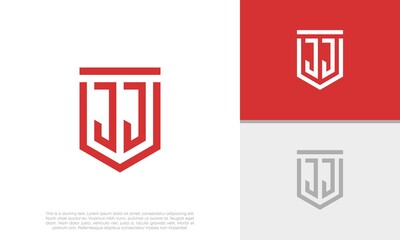 Initials JJ logo design. Initial Letter Logo. Shield logo.	
