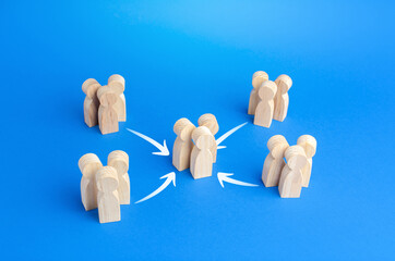 People gather in a larger group. Consolidation of efforts and growth in numbers. Cooperation,...
