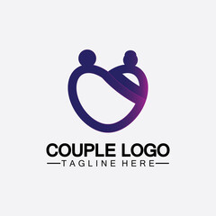 people with love couple vector logo icon  symbol vector. This also represents married couple, husband & wife, bride and bridegroom, live-in partners, lovers, romantic couple, pair