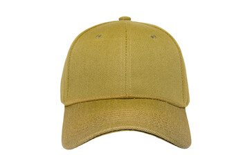 Baseball cap color kaki close-up of front view on white background
