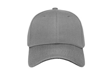 Baseball cap color grey close-up of front view on white background
