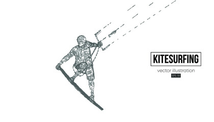 Kitesurfing and kiteboarding, hydrofoil. Silhouette of a kitesurfer. Freeride competition. Vector illustration. Thanks for watching