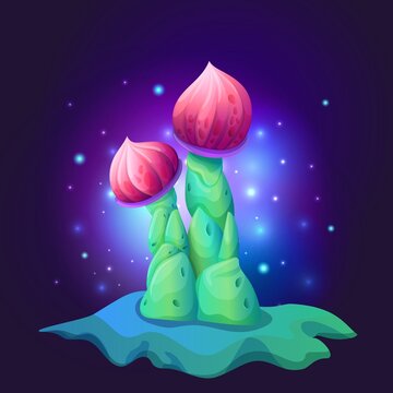 Vector Cartoon magic Mushroom Game Concept design
