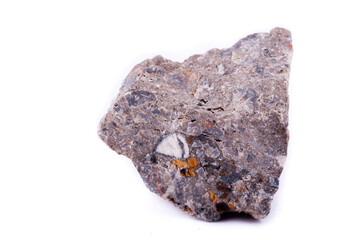 Macro minerals vanadinite stone on a white background