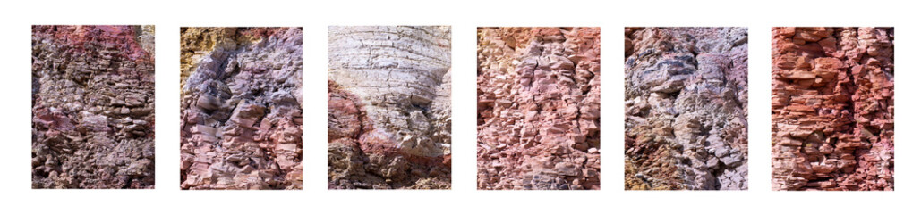 collage of 6 textures of a gentle shade of oil shale