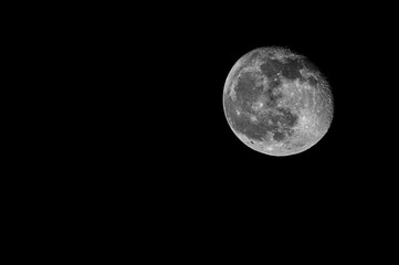 full length moon on black background