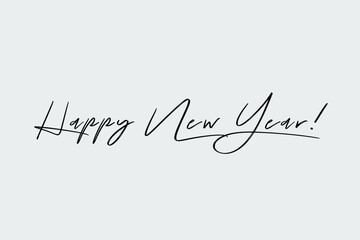 Happy New Year handwritten lettering typography line design. 2022 number for banner, greeting card, poster, holiday cover, header. Templates calligraphic text  