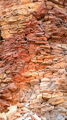vertical depiction of the multi-layered natural rock slate