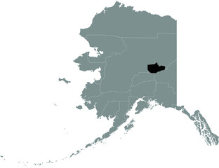 Black highlighted location map of the US Fairbanks North Star borough inside gray map of the Federal State of Alaska, USA