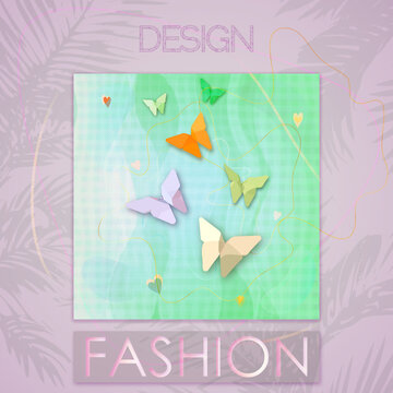 Elegant cover with Floral butterfly, frame design set. Fashionable abstract art pattern on background. Luxury artistic vector collection for beauty catalog, floral poster, banner, wall art, modern des