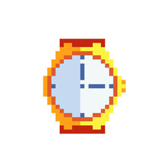 Obraz premium Watch icon. Pixel art style design. 8-bit sprites. Isolated vector illustration.