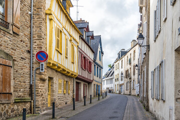 Historical street of small city Vannes, France