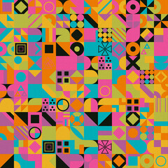 Decorative ornament of geometric shapes. Colorful geometric pattern background