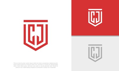 Initials CJ logo design. Initial Letter Logo. Shield logo.	

