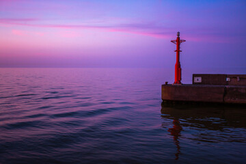 Morze bałtyckie Zachód słońca Latarnia Reda Rowy