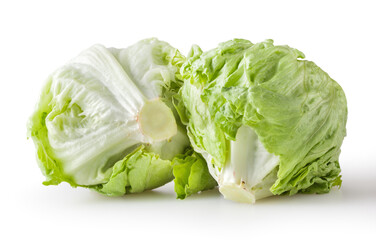 Fresh iceberg letuce isolated on white background with clipping path