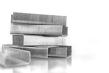 Bunch of staples for staples isolated on a white background