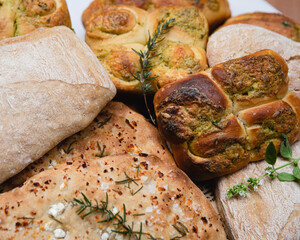 Cose-up of assortment of breads