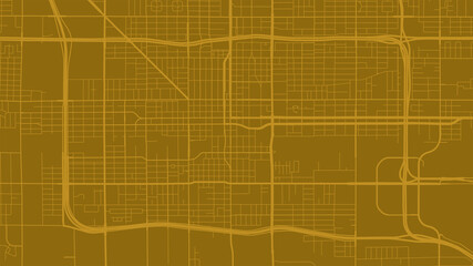 Golden orange Phoenix city area vector background map, streets and water cartography illustration.