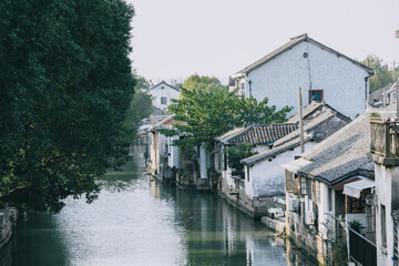 Fototapeta na wymiar Scenery of the ancient town of Jinxi in Suzhou, Jiangsu Province, China, a typical Chinese water town in the south of the Yangtze River