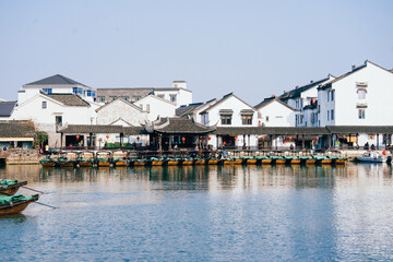 Fototapeta premium Scenery of the ancient town of Jinxi in Suzhou, Jiangsu Province, China, a typical Chinese water town in the south of the Yangtze River
