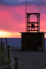 Fototapeta na wymiar sunrise at pals beach in girona, on the costa brava, northern spain