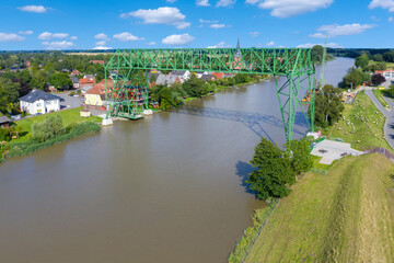 Fototapeta premium Transporter bridge Osten-Hemmoor over the river Oste