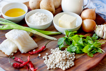 healthy eating and diet concept - natural food on table