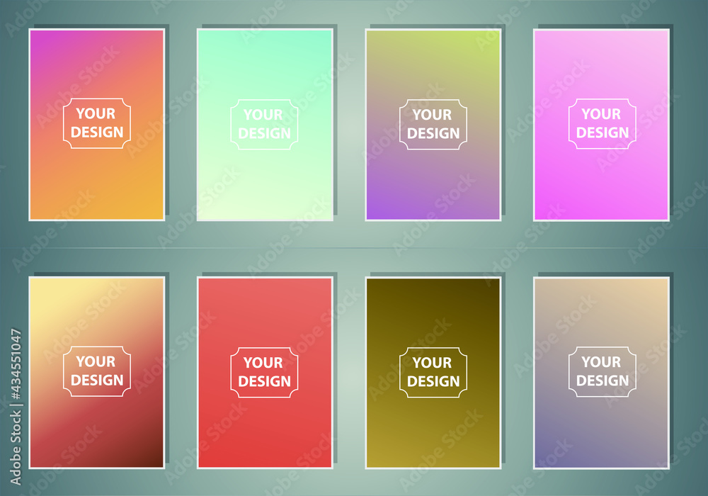 Poster set of abstract gradient banners. minimal style color background. template for wallpaper, mobile app