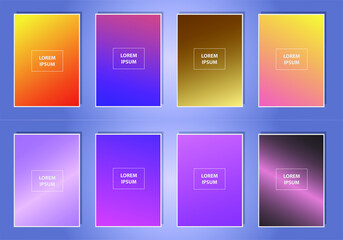 Set of abstract gradient banners. Minimal style color background. Template for wallpaper, mobile app, screen