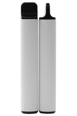 E-cigarettes on a white insulated background. Vape, disposable devices