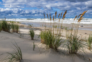 Beach in Katy Rybackie village on the Baltic Sea coast in Pomerania region of Poland