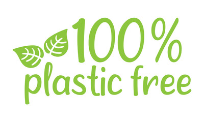 100 percent plastic free lettering. vector illustration.