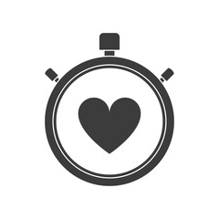Stopwatch icon with heart on a white background. Illustration