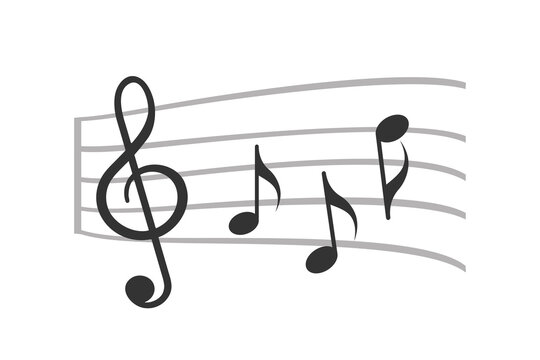 Eighth notes, song, melody. Black and white silhouette of musical notes. Illustration