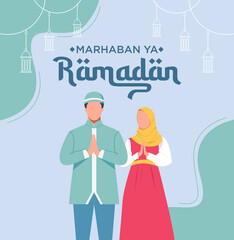 Ramadan Kareem Poster Charcter Illustration